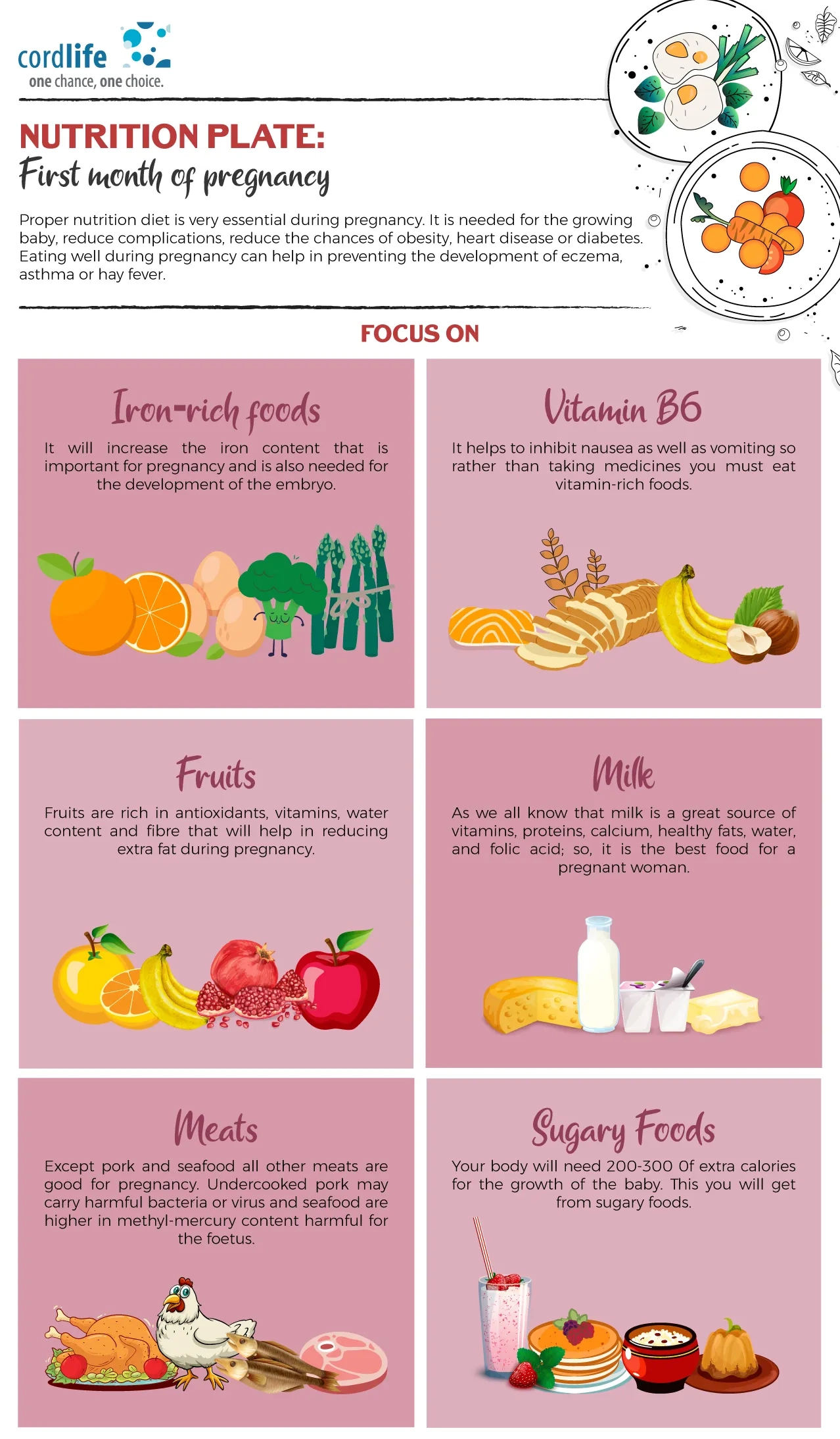 Nutrition plate-first month of pregnancy